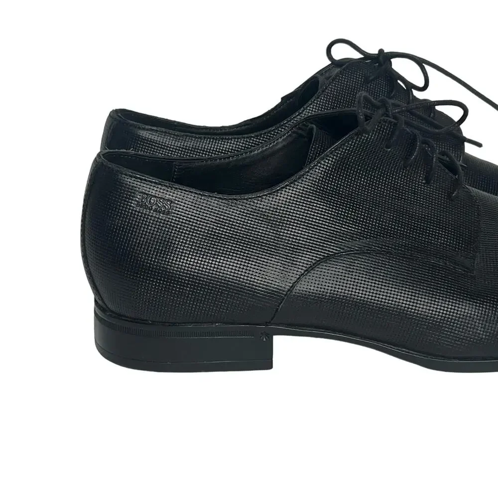 HUGO BOSS Highline Derb Pr1 Textured Leather Derby Shoes Black Mens Size US 10